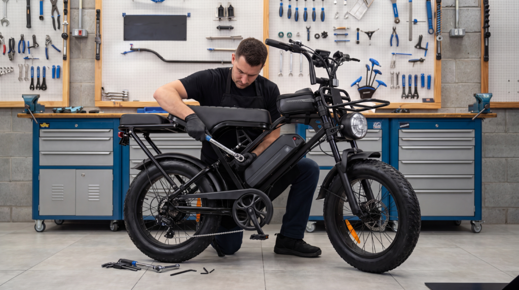 Manutenção de Scooter Elétrica na Escola Park Tool - Ilustração